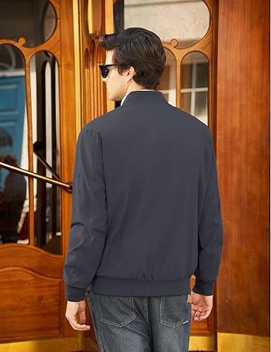 Miniatura 6 de CRYSULLY - Chaqueta estilo casual de hombre para primavera y otoño, delgada, de corte ajustado y ligera para exteriores