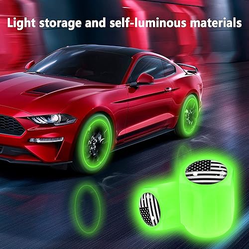 Miniatura 4 de 8 tapas de válvula de neumático con logotipo de la bandera de EE. UU., tapa luminosa de válvula de aire de rueda de automóvil, accesorios de