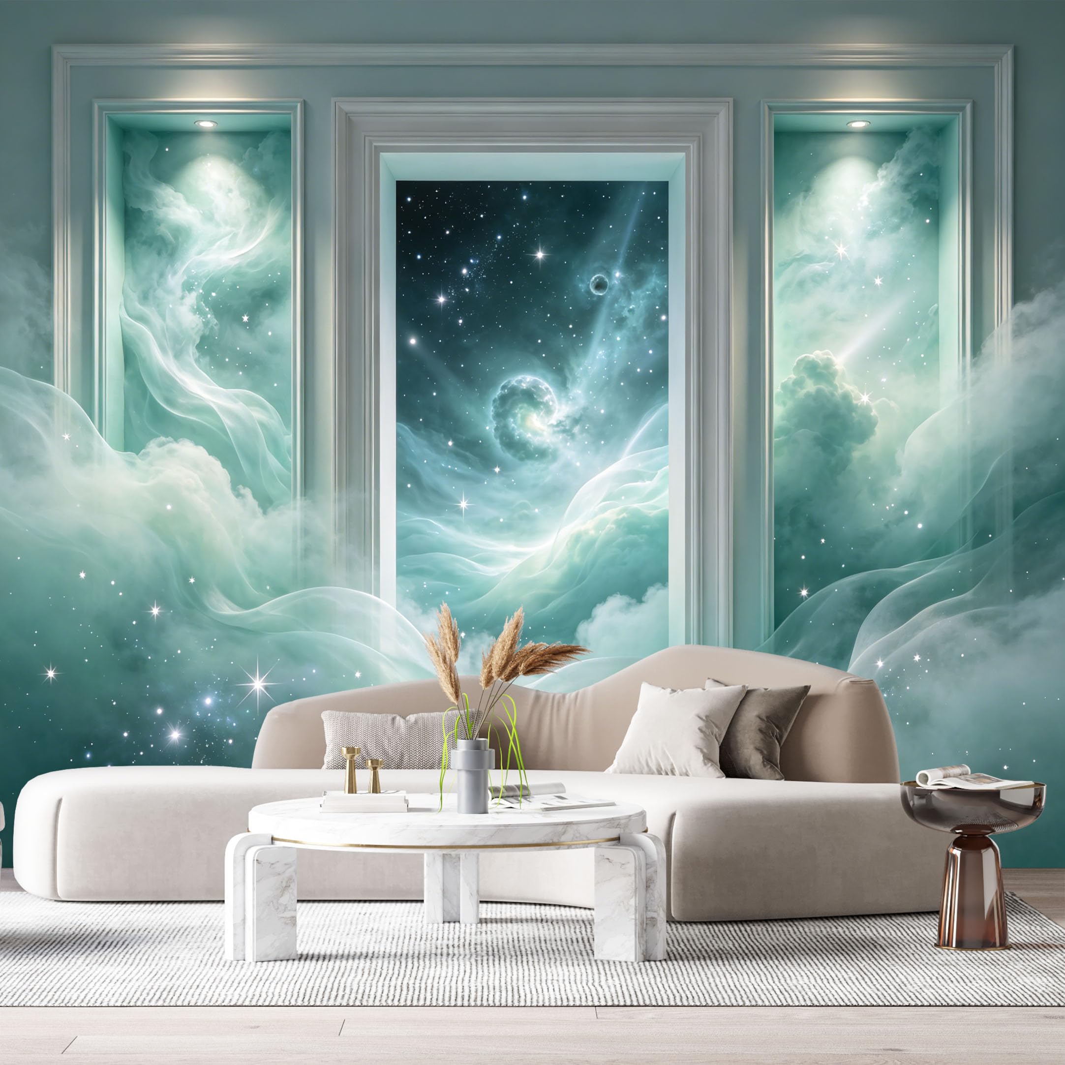 Custom Size Wall Murals Galaxy Nebula Starry Night Modern 3D Trompe L'Oeil SelfAdhesiveWall Fabric Removable Wallpaper Wall Decor for Living Room Bedroom Bathroom