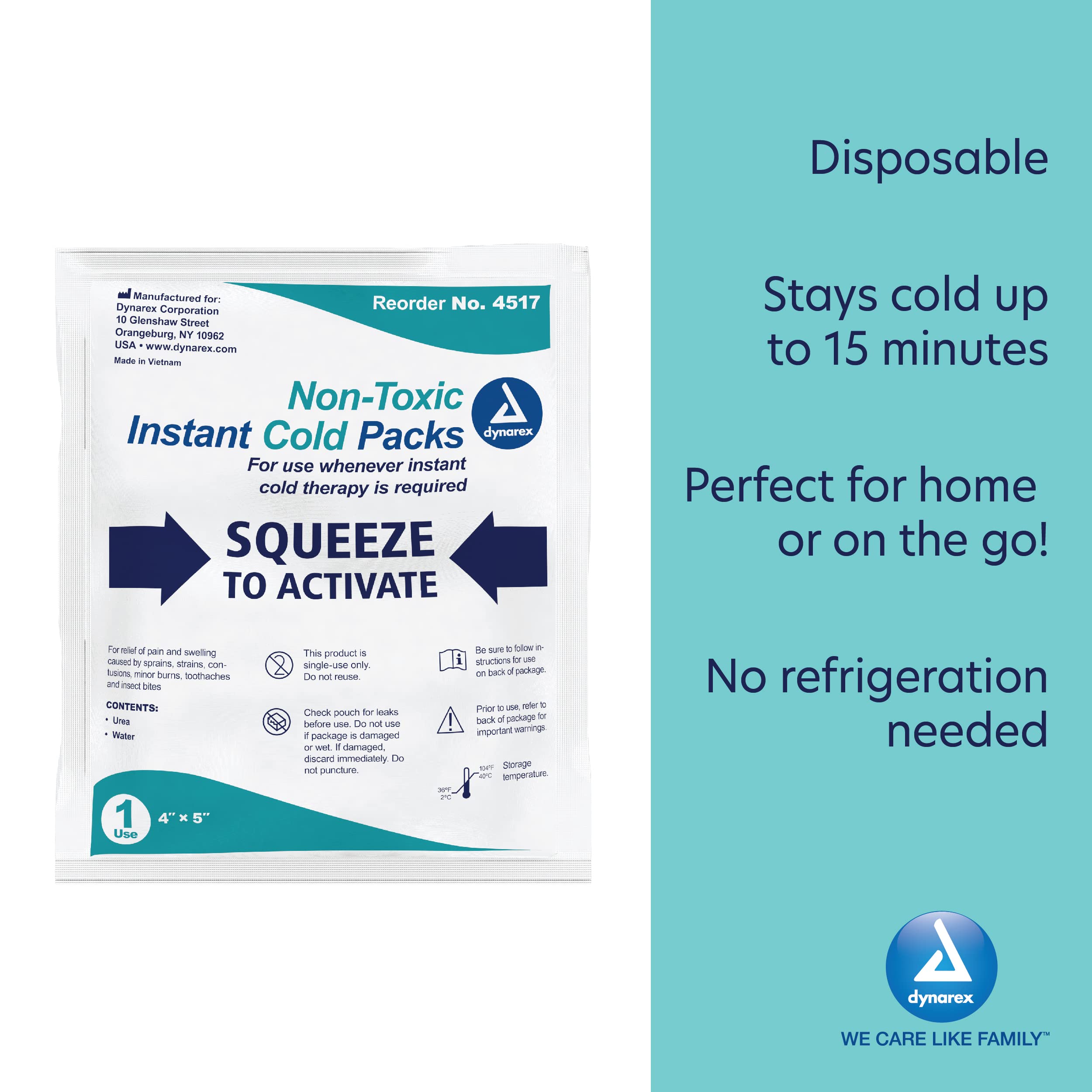 Dynarex Instant Cold Packs with Urea Disposable Ice Packs for