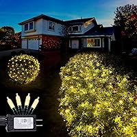 Vista 2 de Tira de luces de red de Navidad para exteriores, 120 luces LED de malla de 5 x 6 pies, 8 modos conectables, impermeables, luces de malla