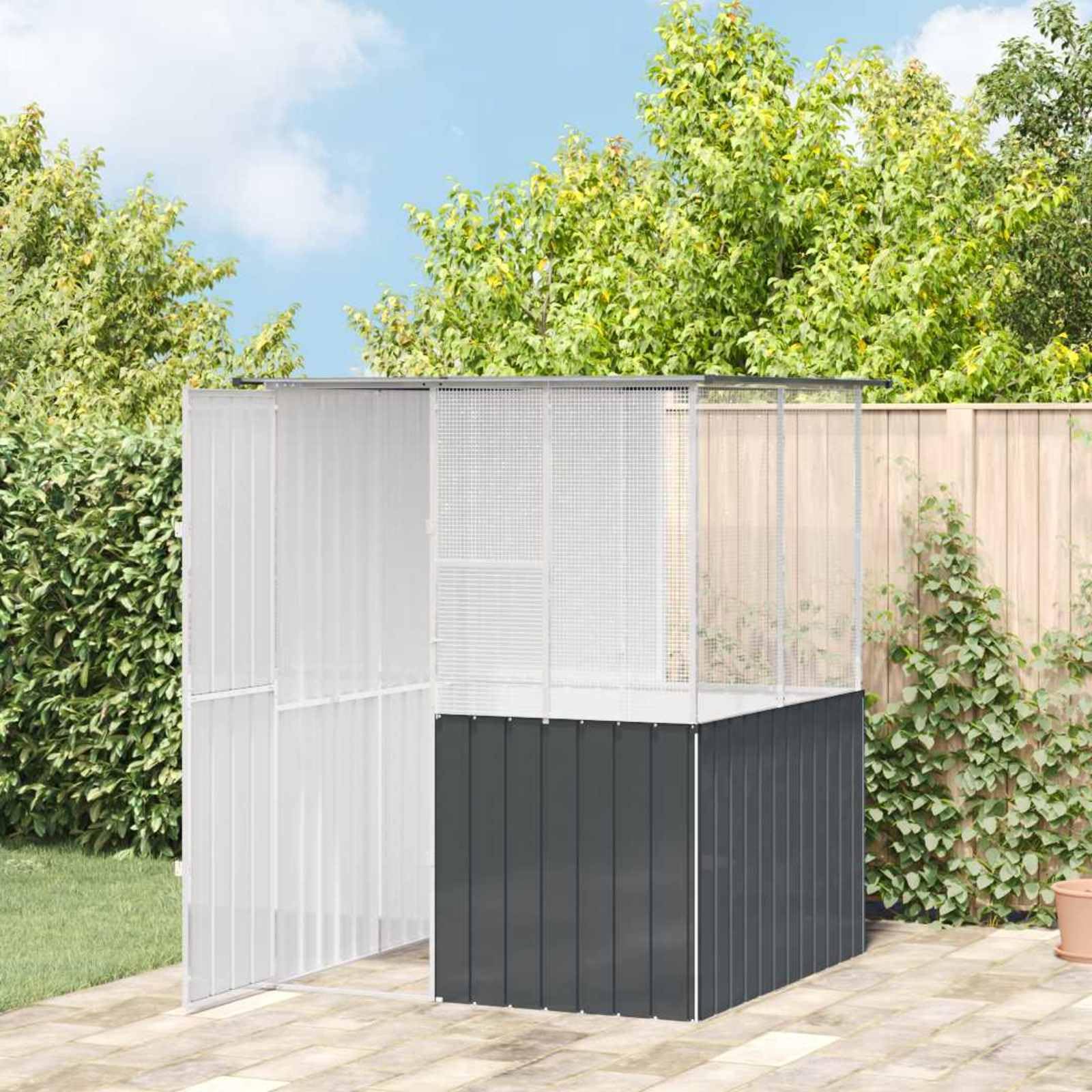 vidaXL Jaula para Aves Antracita 165 x 165 x 200 cm Acero Galvanizado, Jaula Rectangular para pájaros, Elegante, Segura y Amplia, Ideal para tu jardín y terraza, Aves
