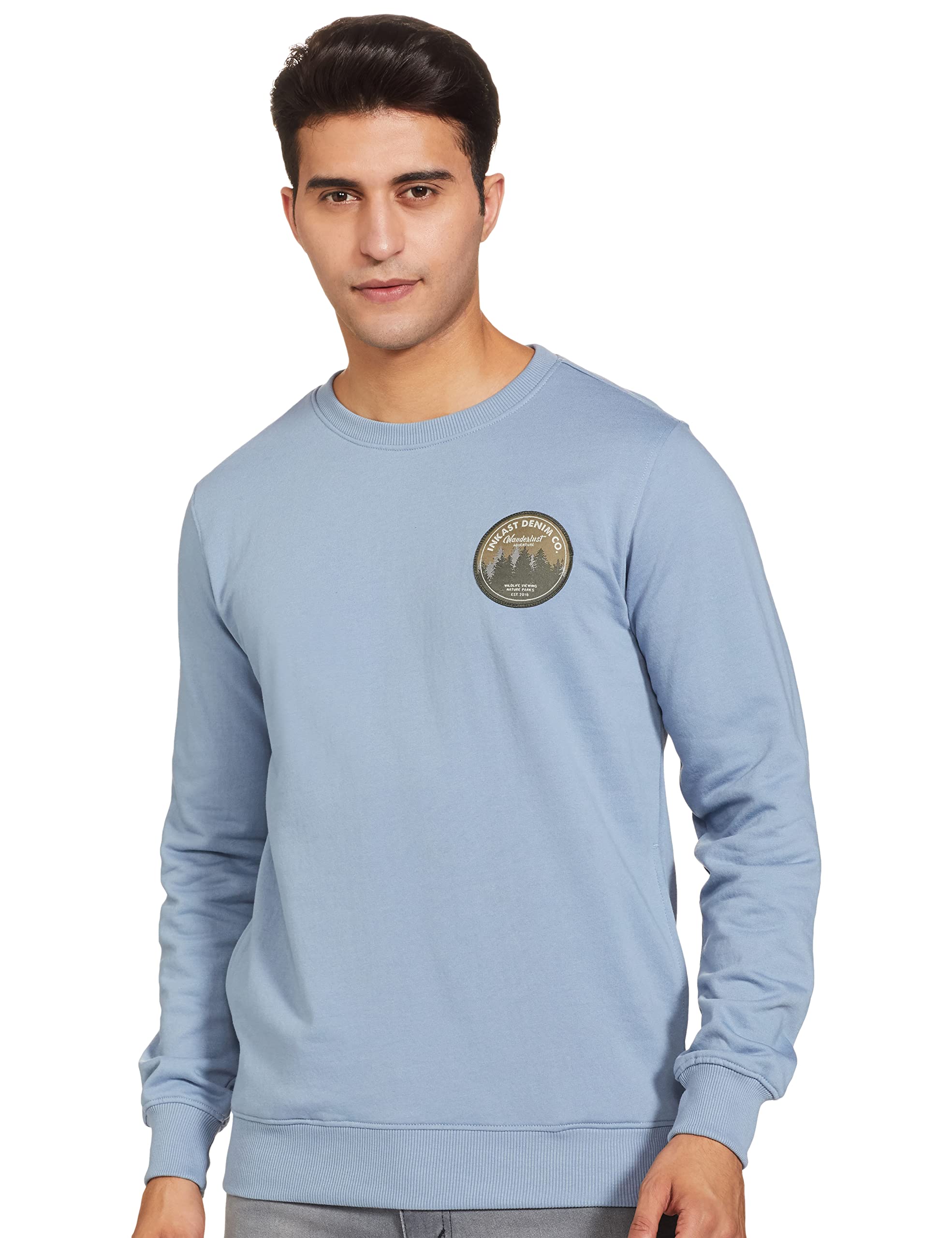 Amazon Brand - INKAST Men's Cotton Blend Crew Neck Sweatshirt