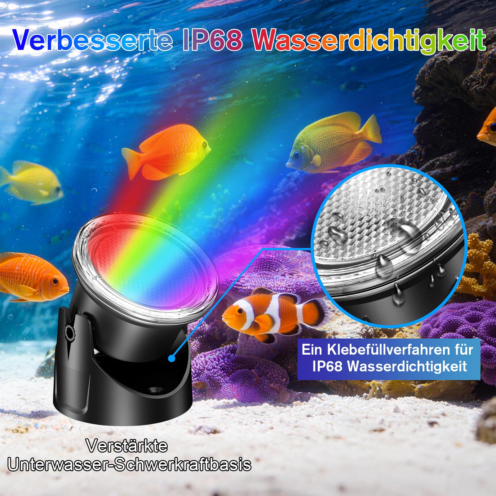 POPOSOAP Projecteurs Sous-Marins RGB avec Minuterie, 20 Couleurs Réglables Lampe LED Submersible IP68 Étanche, Télécommande pour Étang Jardin Piscine Aquarium Décoration (Lot de 6)
