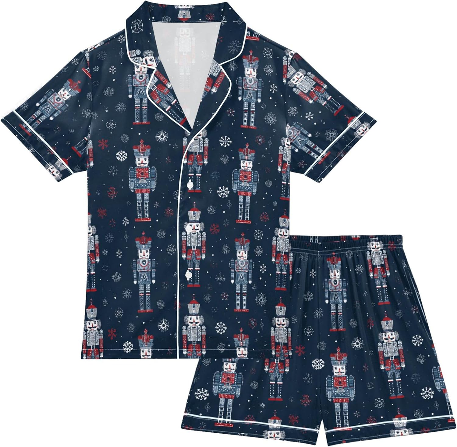 Silk Pajama Sets Short Sleeve Pajamas Soft Sleepwear 2 Piece Pjs Set