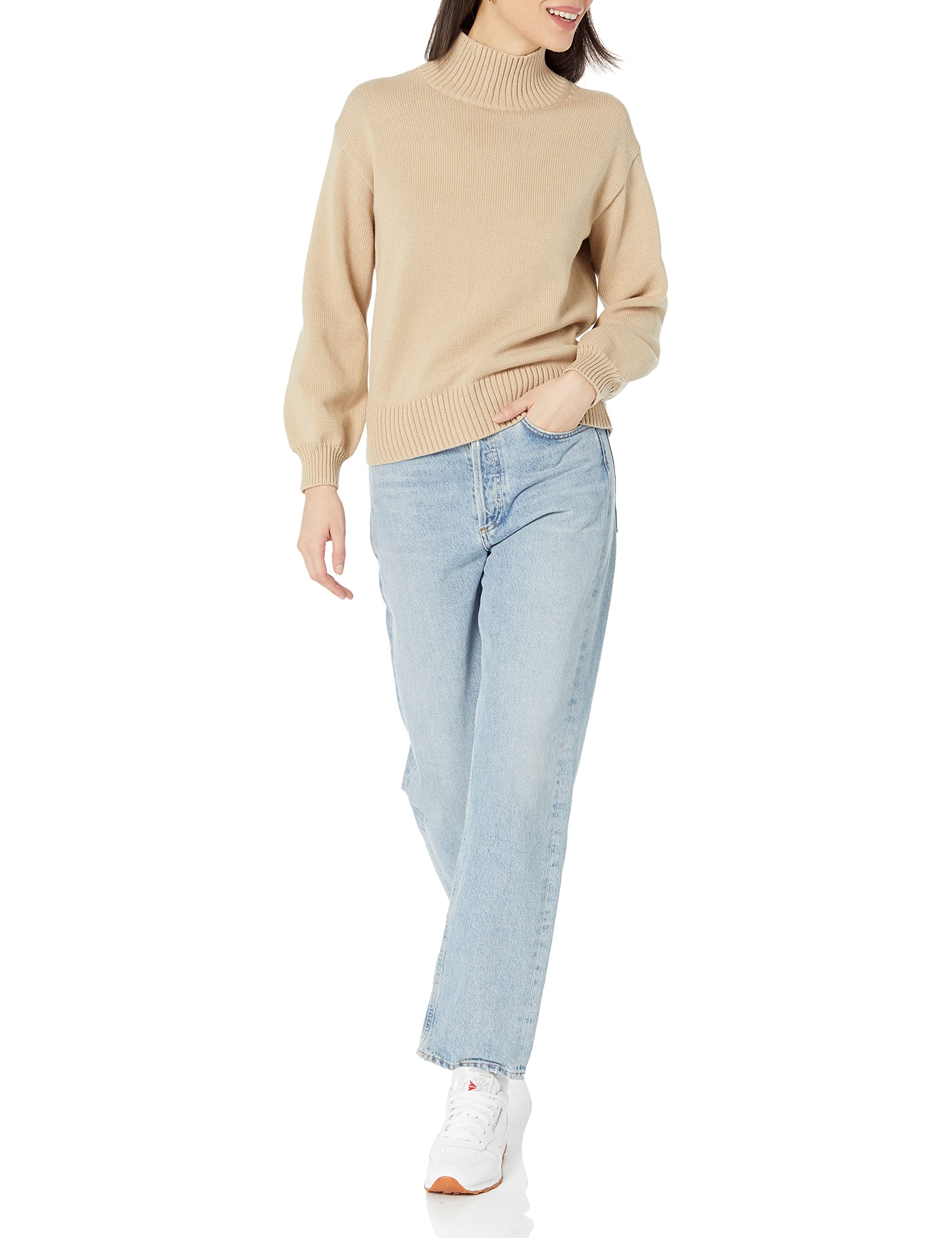 Amazon Essentials Femme Pulls en Coton, Col Cheminée, Disponibles en Grandes Tailles
