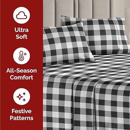 Miniatura 3 de CGK Unlimited Sábanas de Navidad tamaño Queen, juego de sábanas de Navidad de 4 piezas con bolsillo profundo, suaves y sin arrugas, ropa de cama de