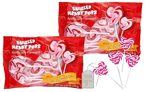 Paletas de caramelo para intercambio en el aula del día de San Valentín  Paletas de corazón arremolinado (20 unidades)  Pops envueltos