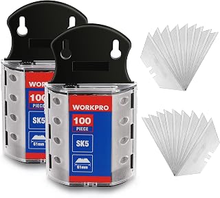 WORKPRO 200-Pack SK5 Steel Utility Knife Blades with Dispenser - Sharp, Durable Box Cutter Replacements for DIY