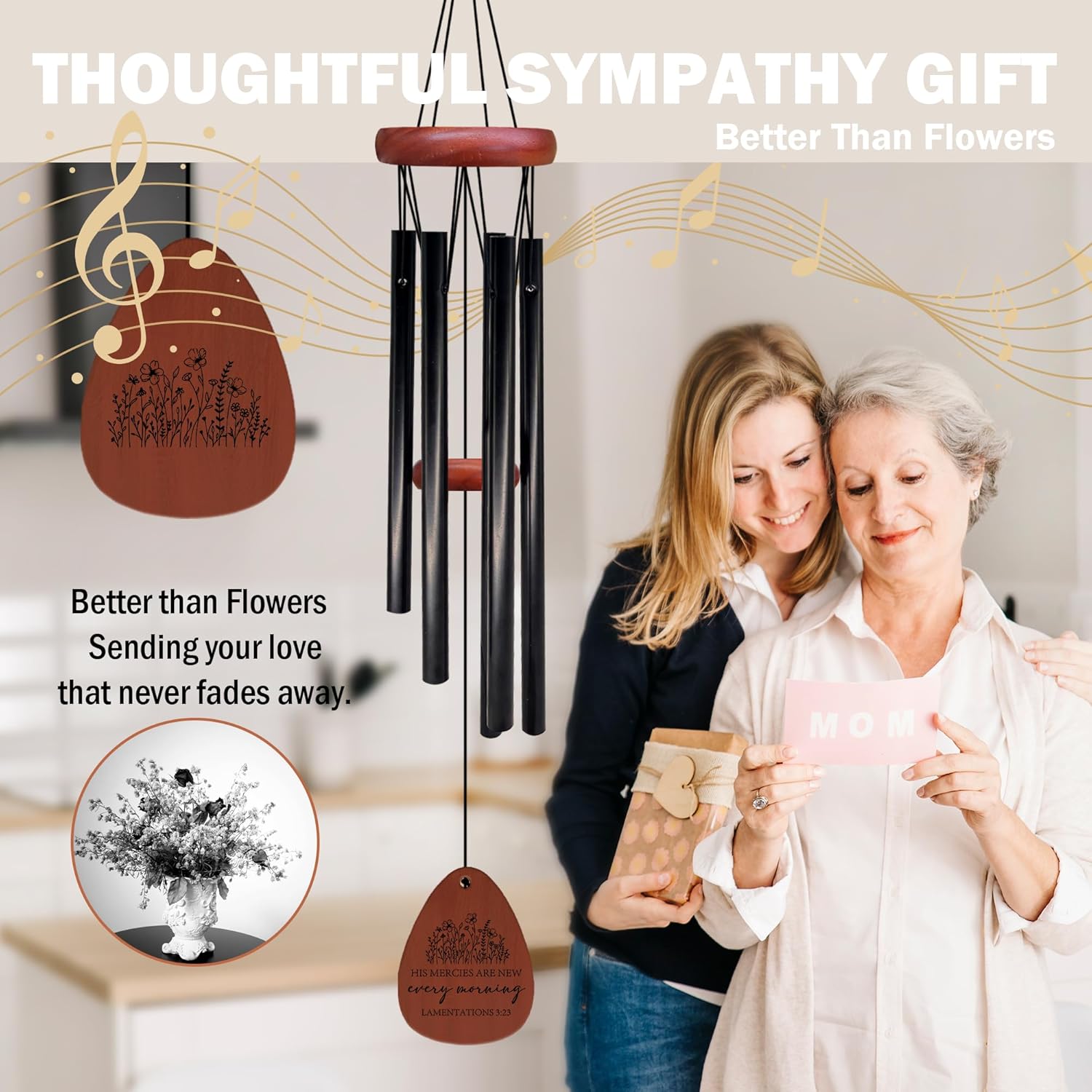 Christian Gifts Wind Chimes, Bible Verse Decor Wind Chimes, Christian Faith Based Religious Gifts for Women Men, His Mercies are New Every Morning Bible WindChimes for Outside 26" Inches - Image 5