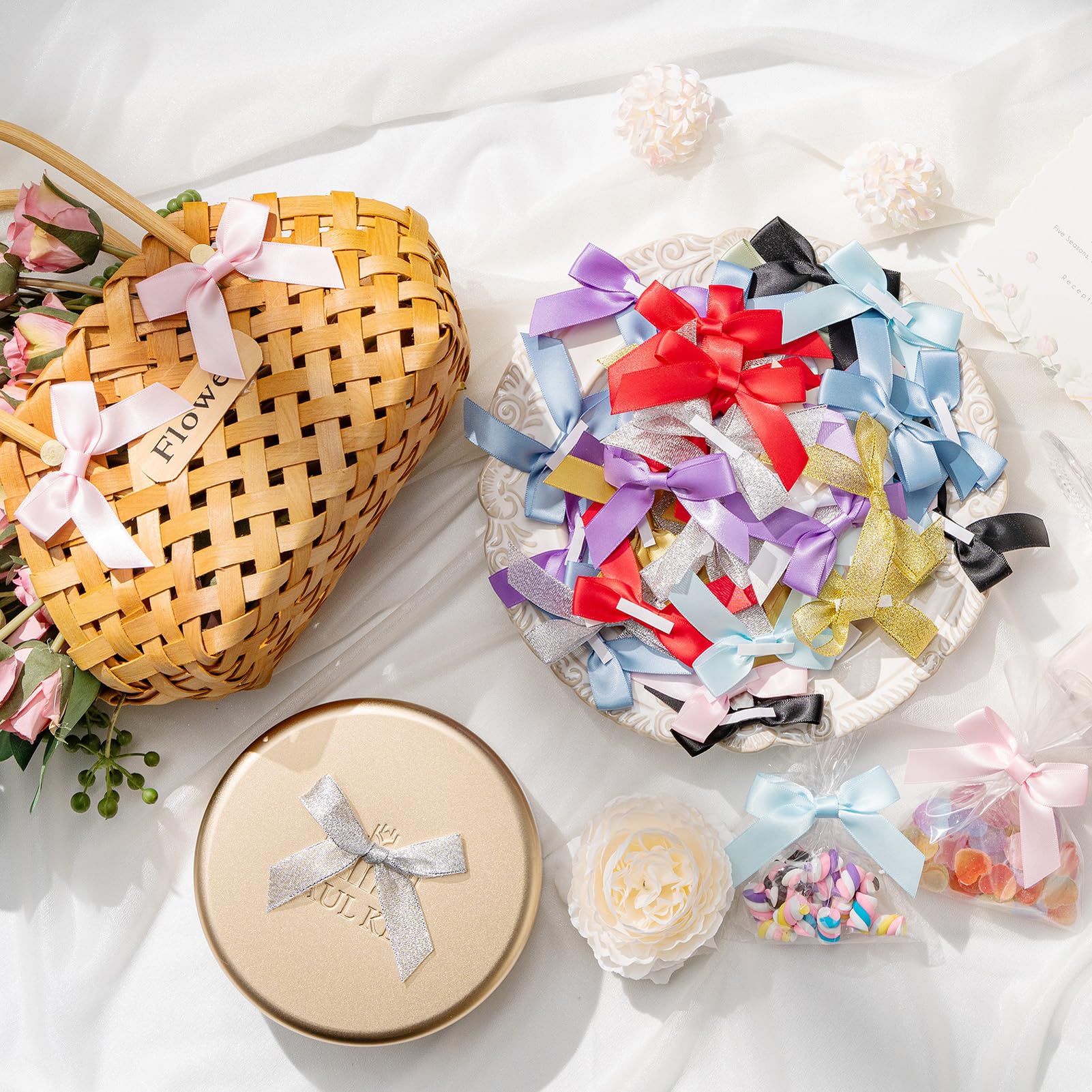Lazos decorativos para boda azul real 50 unidades autoadhesivos regalo San Valentín