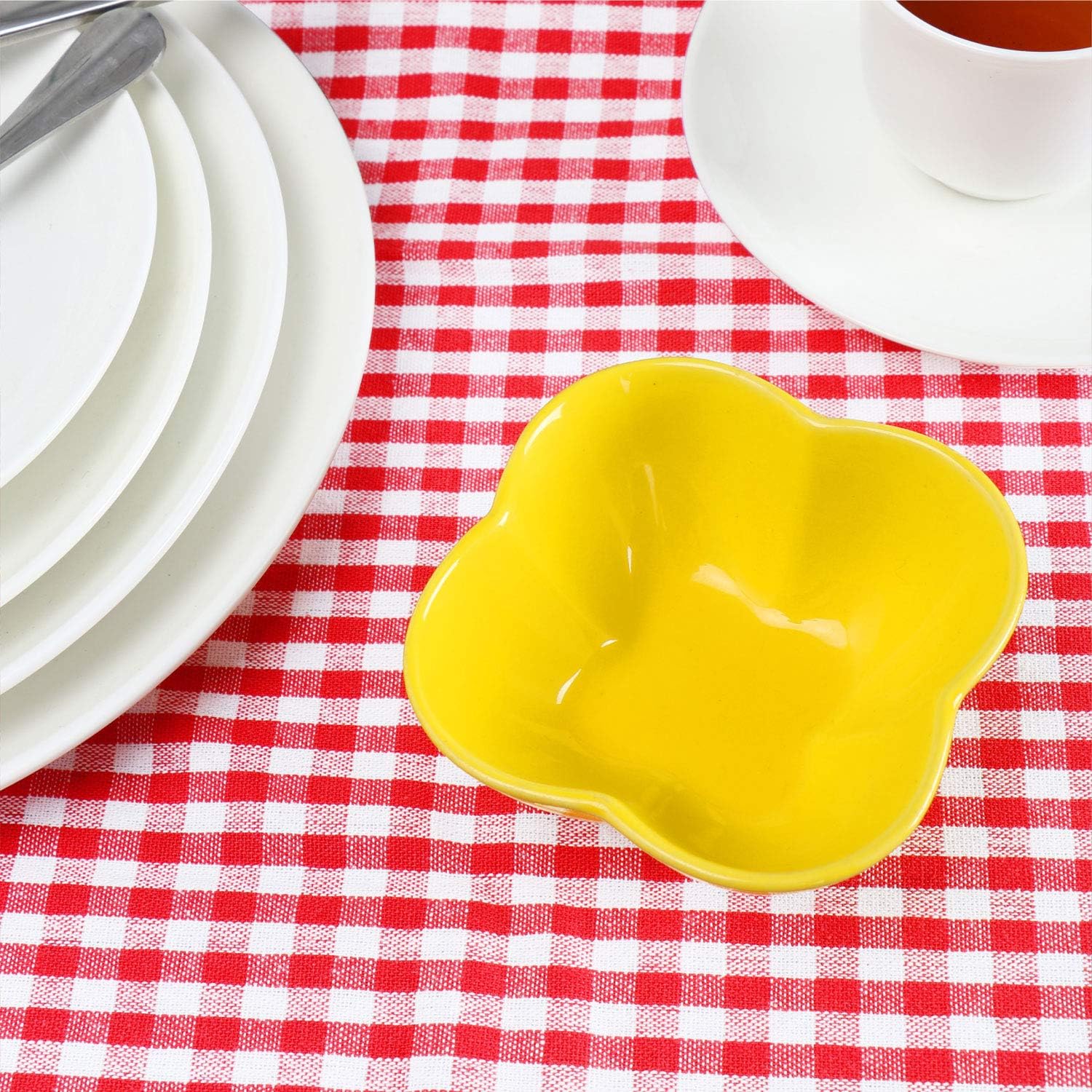 Square Table cloths, Vintage Table Covers Pure Cotton Gingham Tablecloths Oversized Christmas Holiday Home Decorative Checkered Plaid Table cloths for Everyday Dinner (Red, 55 X 55 inch) - Image 4