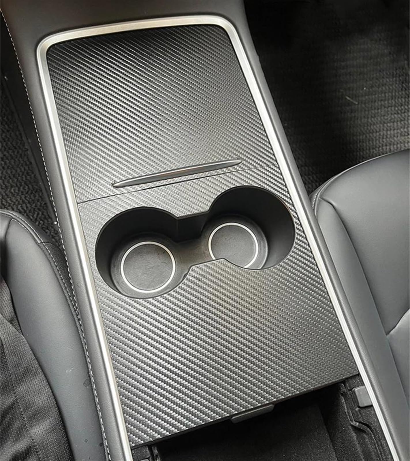 Csspdm Pu Carbon Color Center Console Panel Sticker Carbon Central Control Cover Car Interior Accessories For Tesla Model 3 Y 2021-2023(Pu Carbon Color)