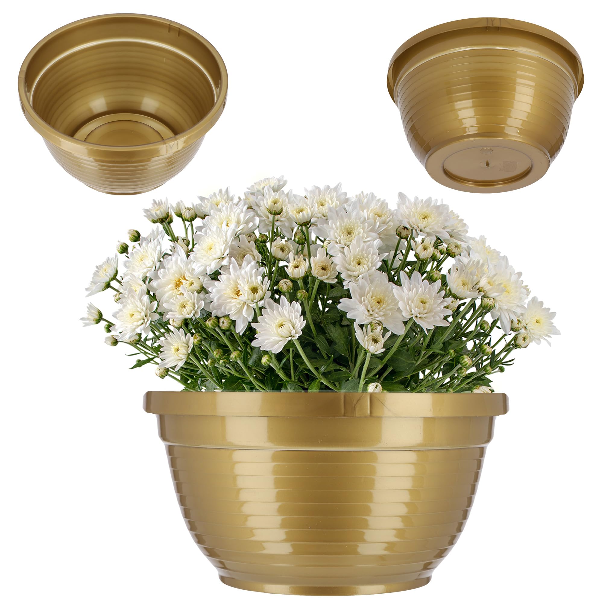 Bol Funéraire KADAX 20 Cm – Plastique Marron – Résistant Aux Intempéries – Léger Pour Cimetière & Jardin