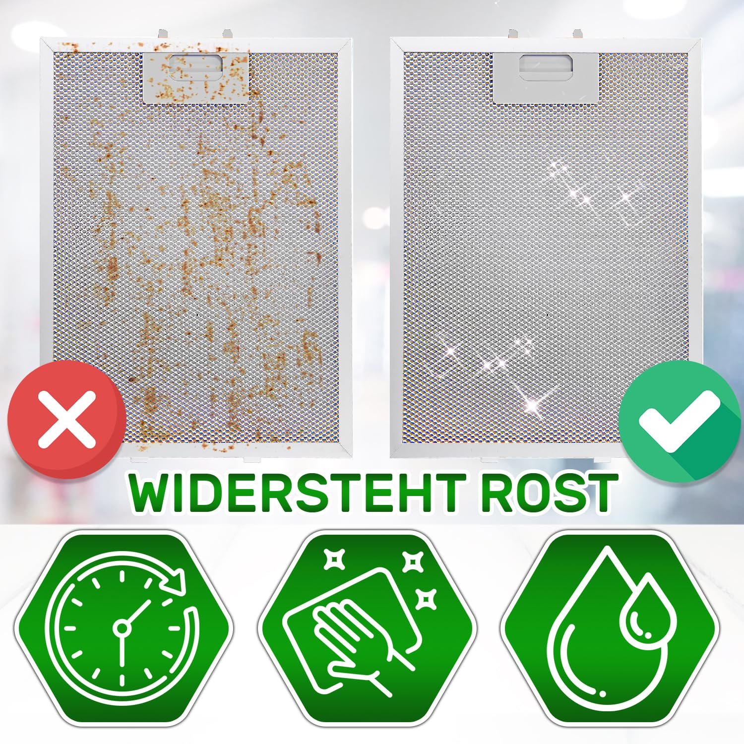 Aluminiumfilter für die Dunstabzugshaube (2, 310 x 250 x 8 mm)