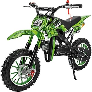 Actionbikes Motors Mini Delta 49 cc Moto-cross pour Enfants | Freins à disque - Filtre à air sport - Échappement sport - Pneus à air - Pocket Bike - Moto - Motocross - Dirt Bike - Dirtbike (Vert)