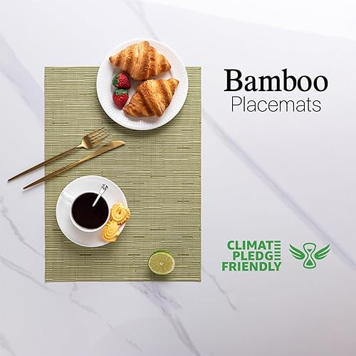 Miniatura 81 de LEXMORE Juego de 6 manteles individuales tejidos de vinilo/plástico para mesa de cocina, interior/exterior, lavables, manteles individuales lavables