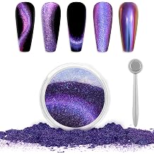 Laza Cat Eye Chrome Nail Powder Chameleon Magnetic 9D Cat Eye Effect Mirror Pigment Dust Magic Galaxy Holographic Glitter with Magnetic Stick for Velvet Nail Art - Emerald Green