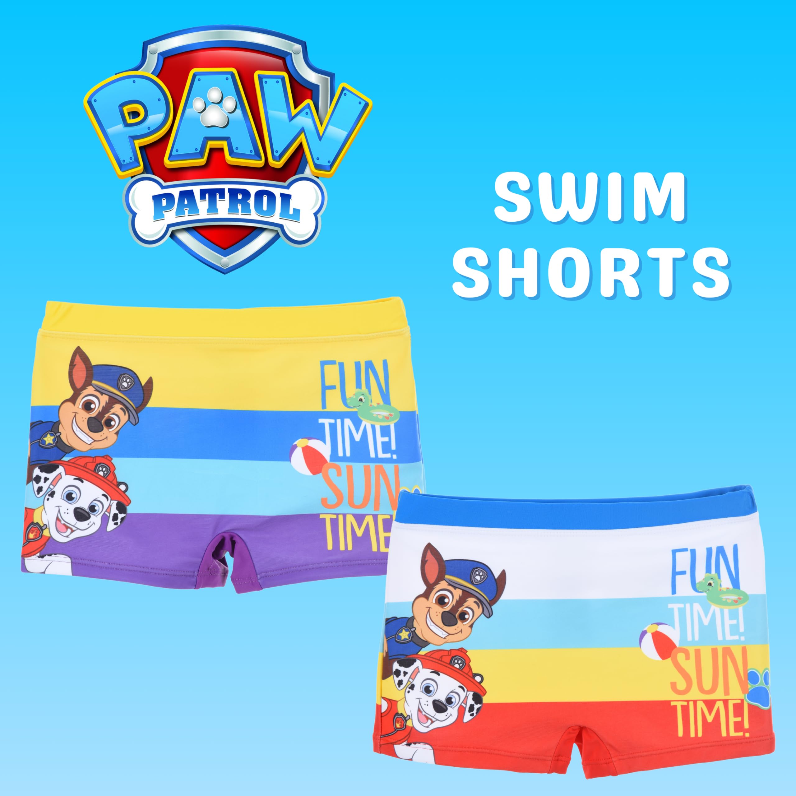 Paw Patrol Shorts de Bain Garçon, 2 Paires de Boxers de Bain, Maillot de Bain Chase et Marshall pour Garçon, Tailles 3 à 8 Ans