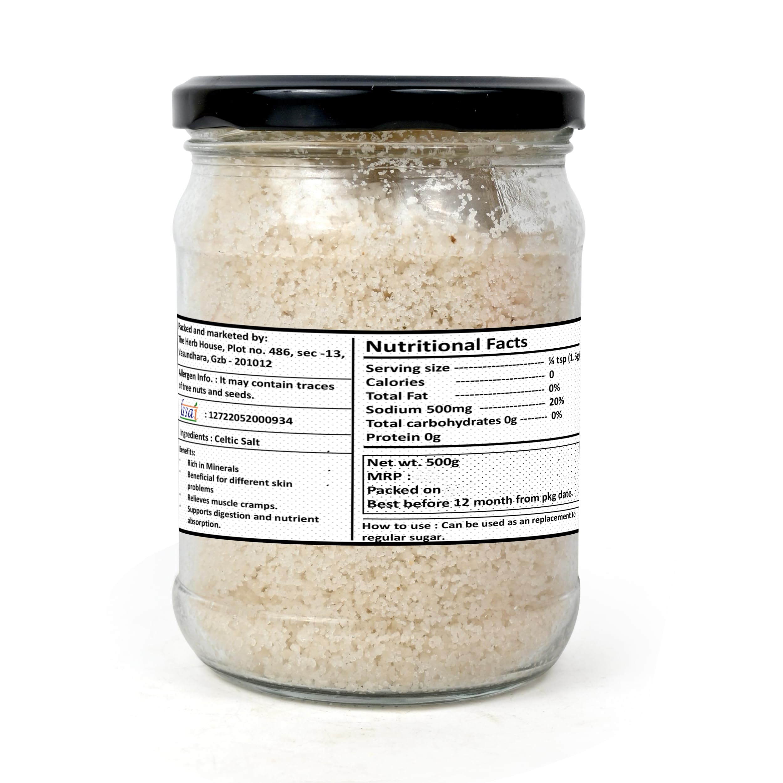 THH Celtic Salt - 1Kg | Coarse Sea Premium Salt (Sel Gris) With Full of Minerals | Premium Glass Jar | Organic Hand Harvested and Edible Celtic | For Cooking & Baking - Image 2 thumbnail