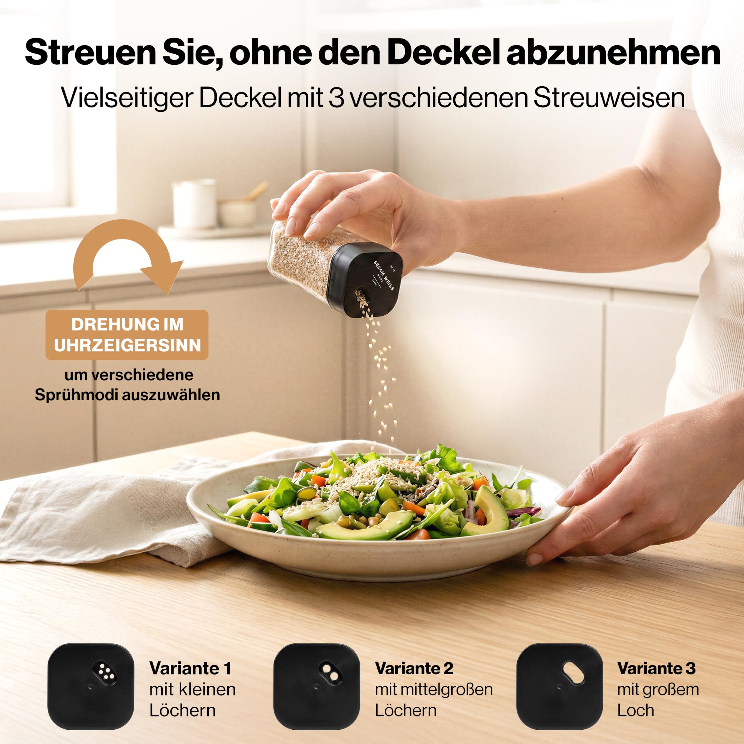 EDELHAUS Gewürzgläser Eckig Set mit Schwarzem Verstellbarerem Deckel (24 x 120ml) Gewürzstreuer mit 240 Etiketten Schwarz - Hochwertige Gewürzbehälter, Gewürzdosen, Gewürze organizer