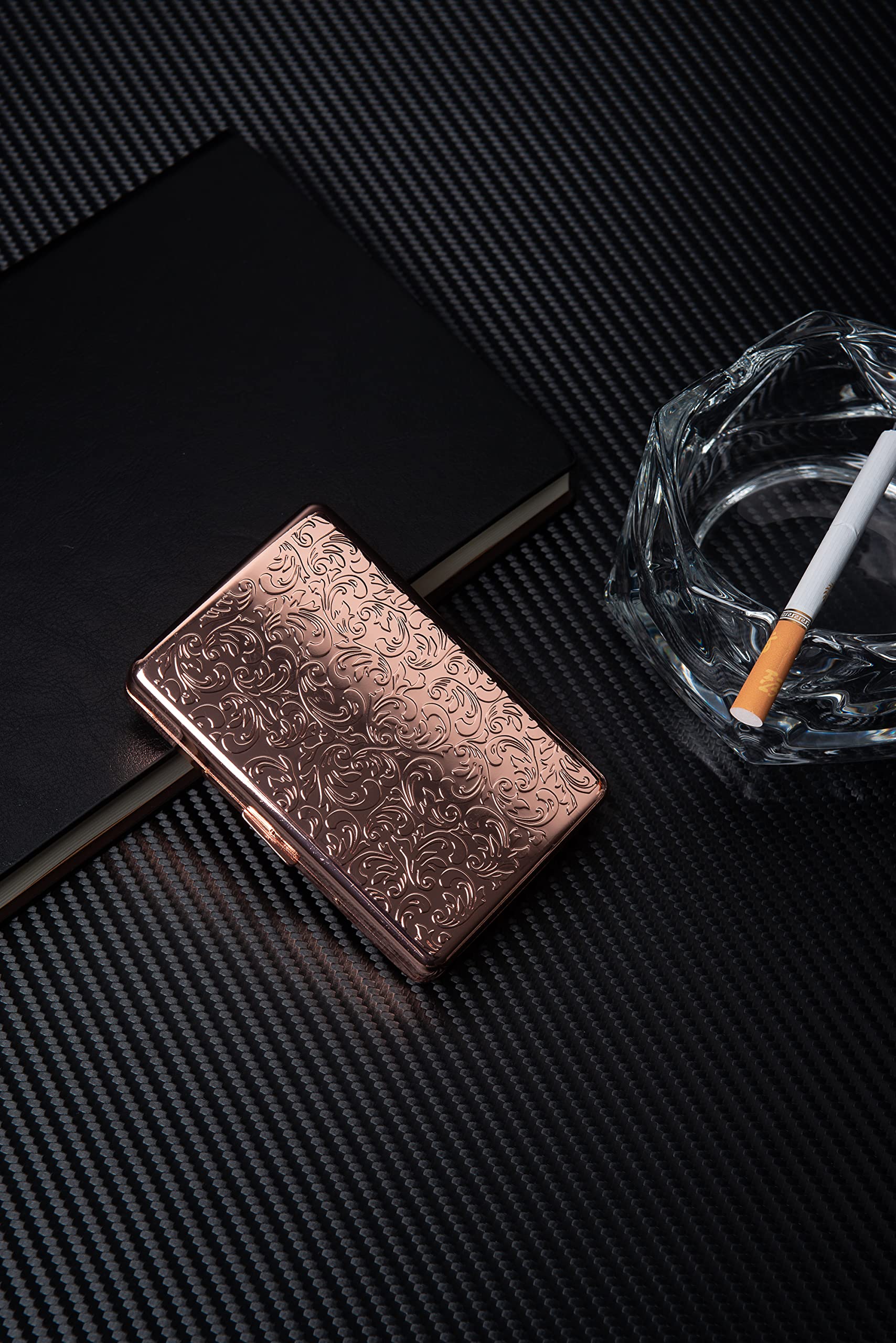 Classico Portasigarette/Contenitore Vintage in Metallo, Contiene 100 mm 16 Pezzi (16pcs 100mm, rose gold)