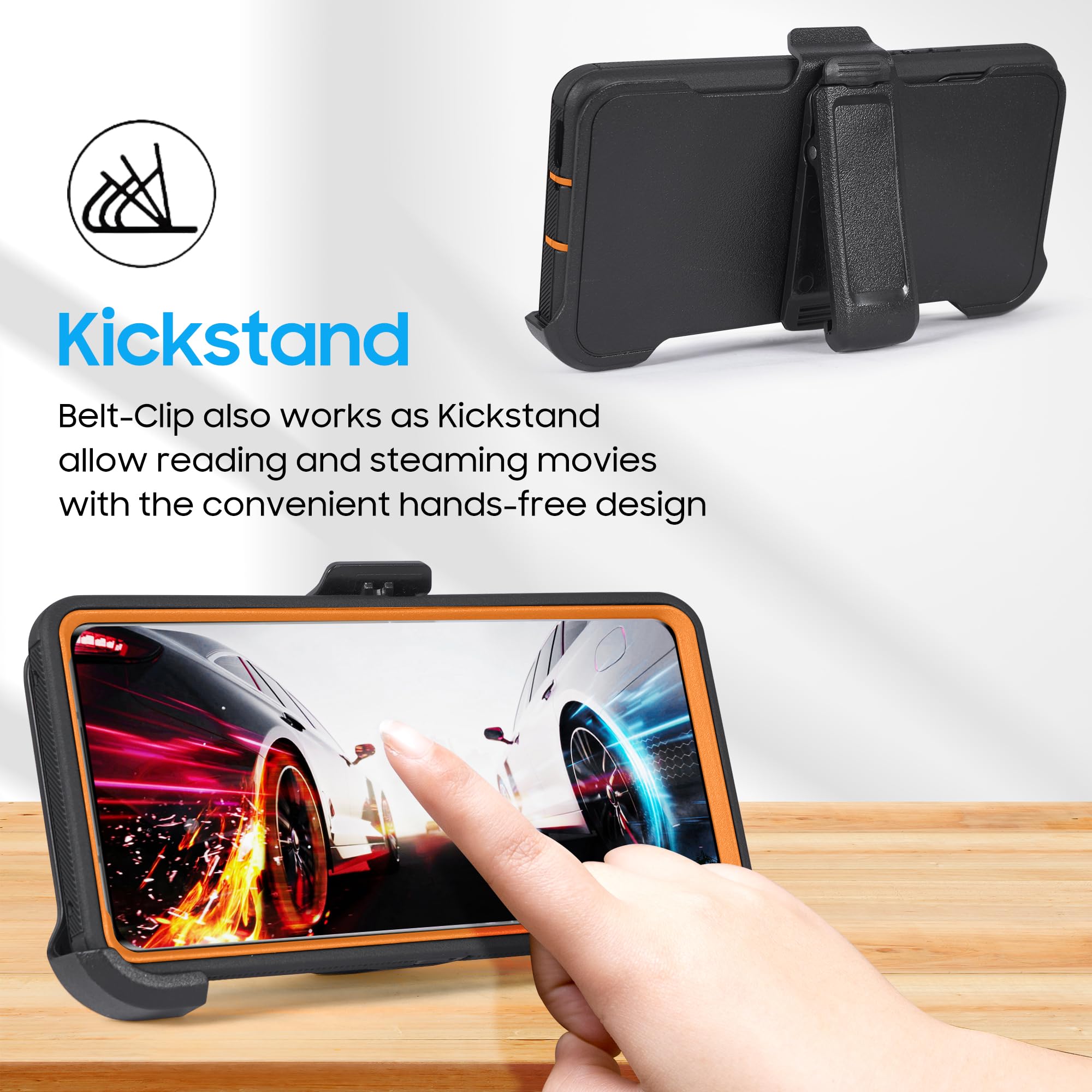 Funda compatible con T-Mobile Revvl 7 Pro 5G, a prueba de golpes, resistente y resistente con funda de clip para cinturón, protector de pantalla integrado (ciervo)