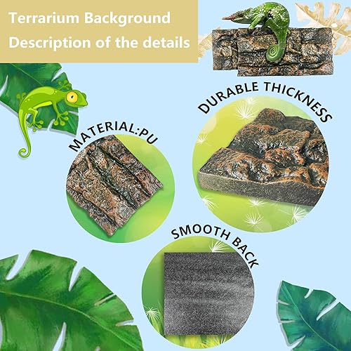 Miniatura 3 de 4 piezas de fondo de terrario de roca, tablero de fondo de tanque de reptiles 3D, pared de fondo estéreo de anfibios, lagarto serpiente gecko araña,