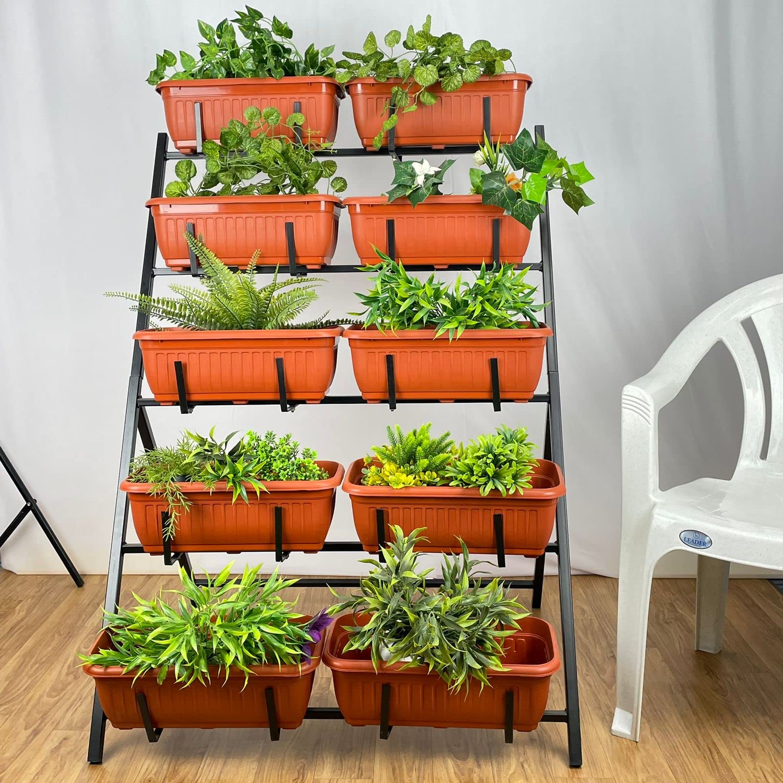 EDEN-ADINA Harvest Metal Plant Stand 5 Tiers Planter Box Garden