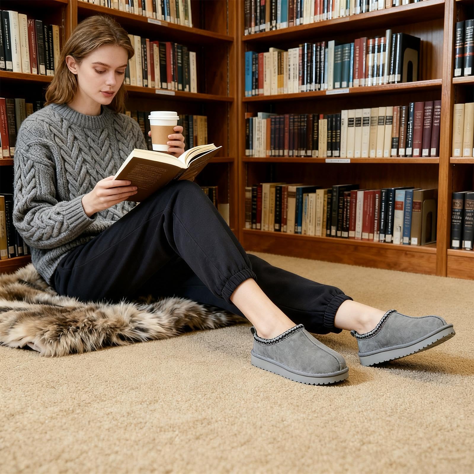 Mishansha Pantofole Donna Invernali Ciabatte Pelose Inverno Scarpe Casa - Esterno e Interno,36-43