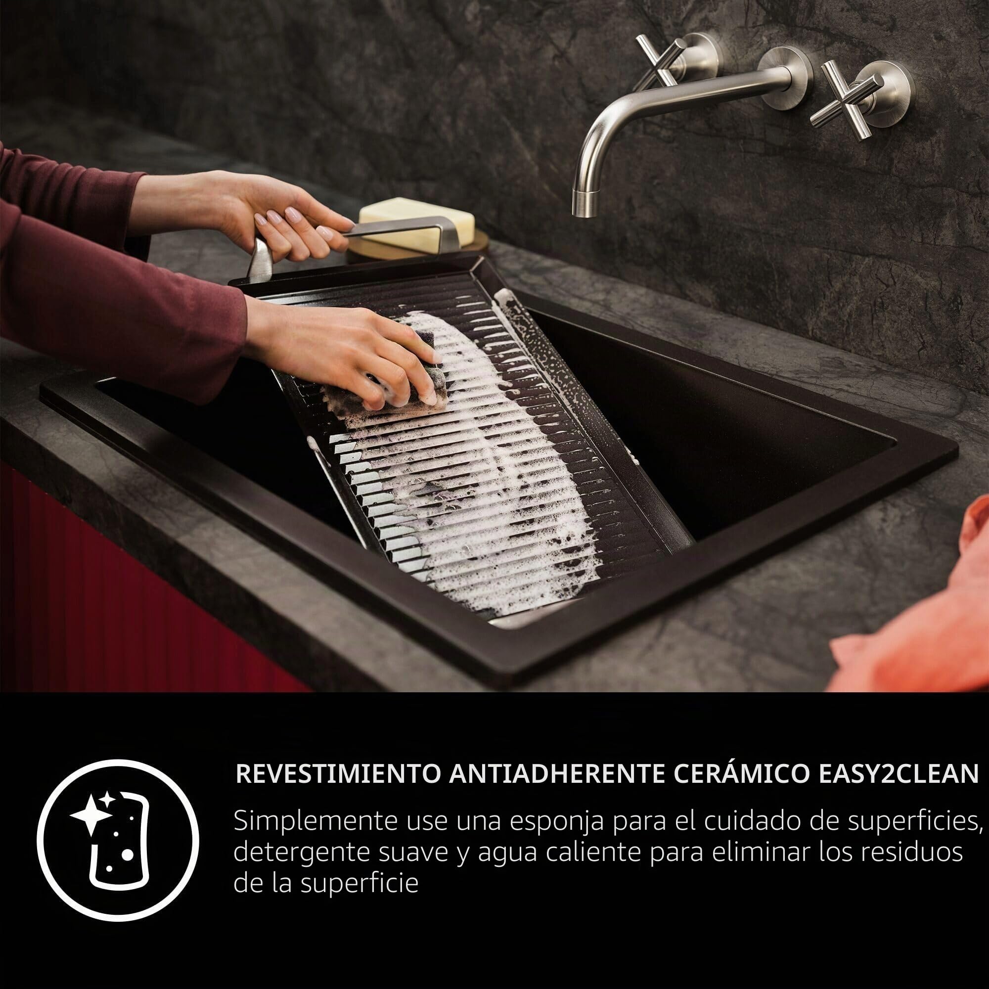 AEG A9HHPG11 Plancha Grill para Horno, Accesorio para Asar Todo el Año, Conserva Jugosidad y Sabor Natural, Mejora Textura y Resultado de Carne, Verduras y Pescado, Uso Doméstico y Fácil Limpieza