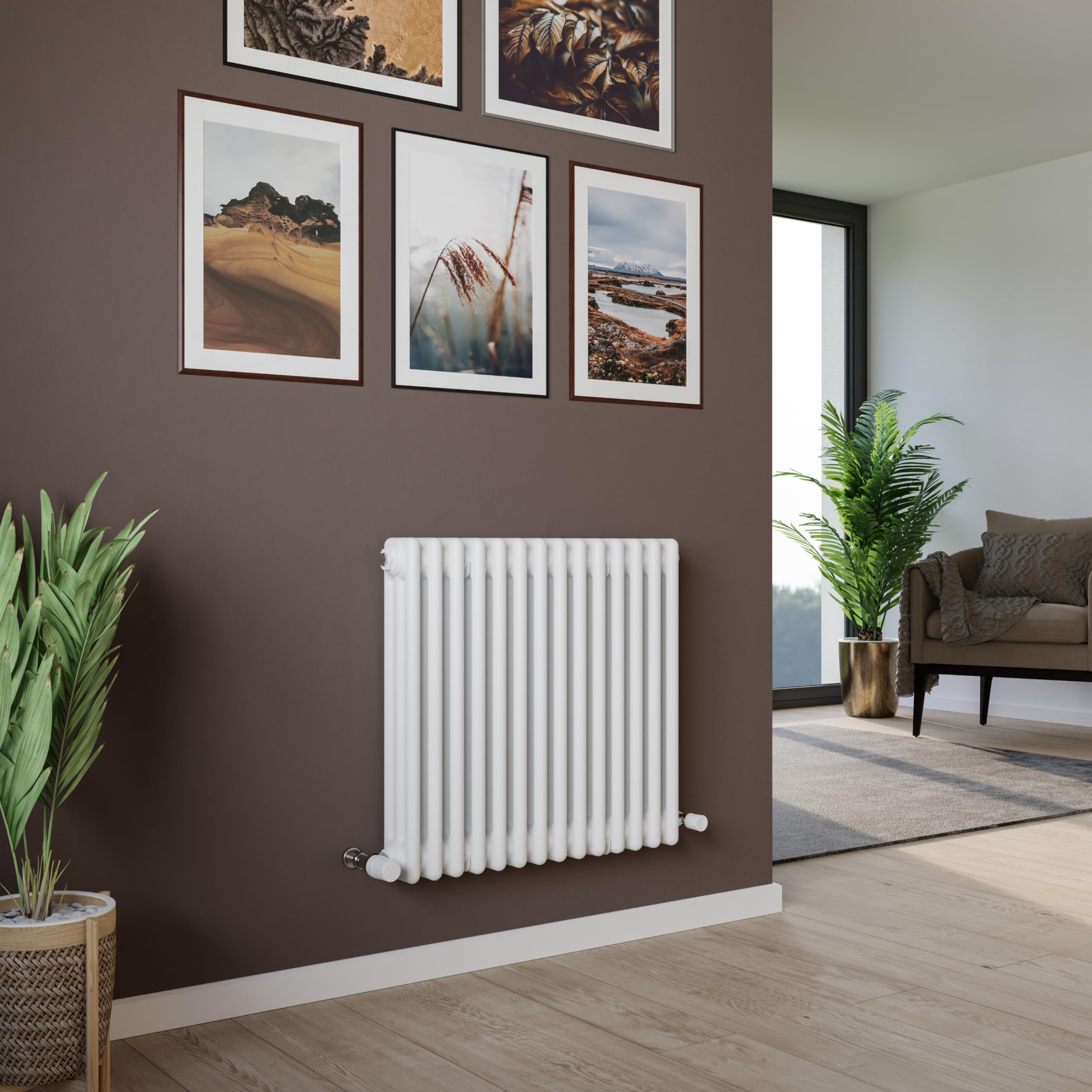 Agadon Kylo 3 Column Radiator 600 x 650 mm White - 2733 BTU - 5 Year Guarantee