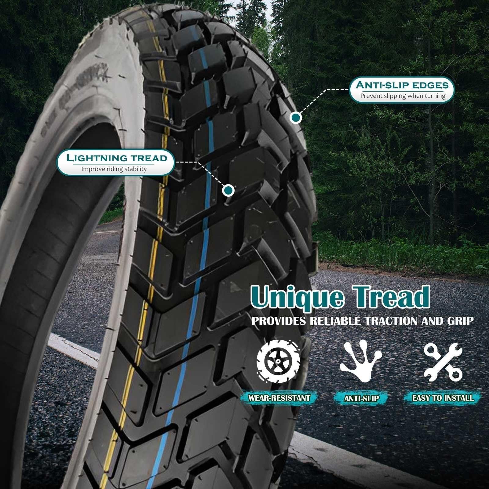 2PC 120/90-18 Opona Motocyklowa 120/90/18 z Profilem Blokowym Off-Road dla Felg 18 Cali z 120 90 18 Tubeless TL Wysoka Przyczepność Wytrzymałość(1本)
