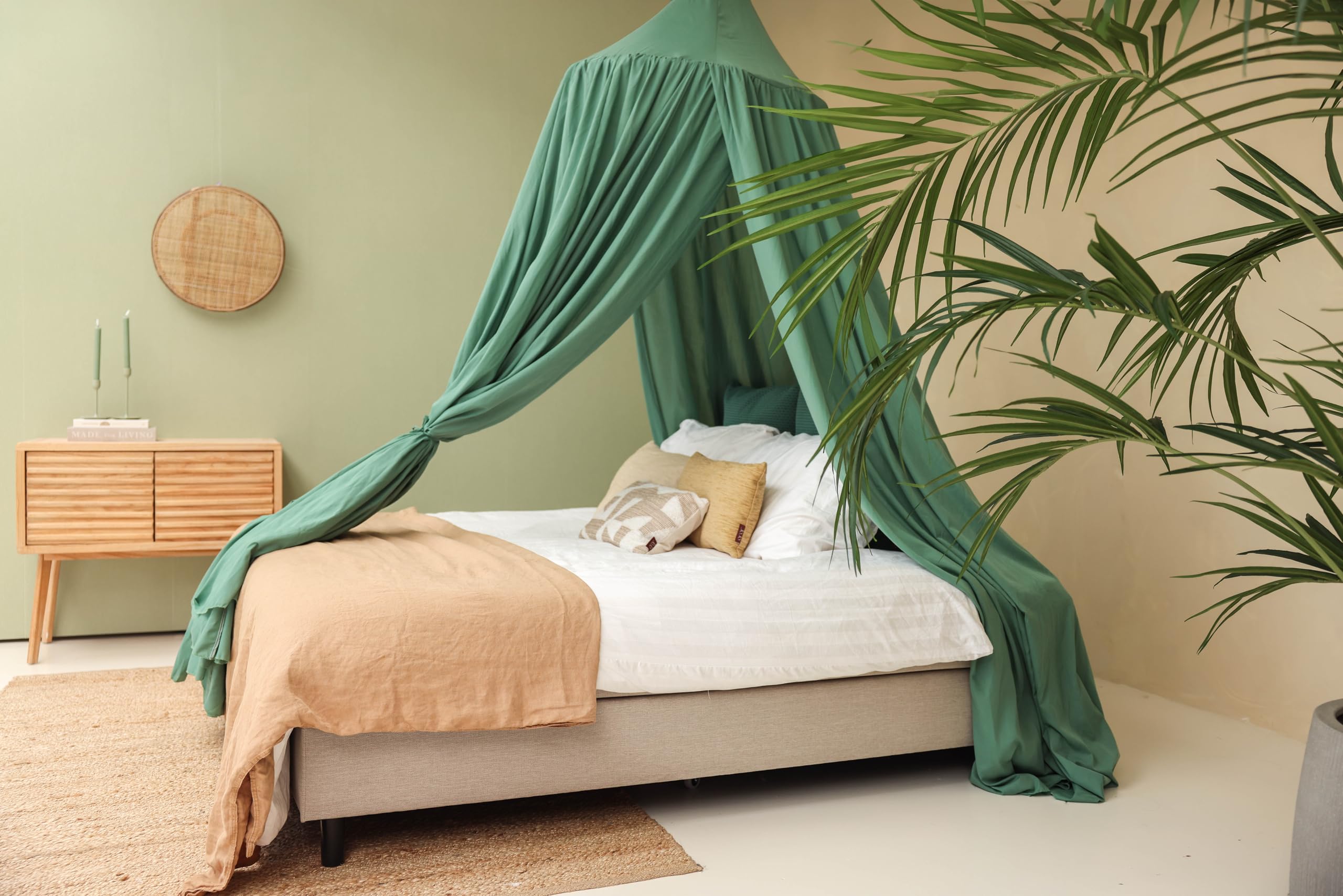 Mosquitera Cama Verde Doble | Mosquitera Redonda Tamaños | Dosel para Cama de Adolescentes & Adultos | Cama con Dosel Dormitorio | Decoración de dormitorio de lujo para adolescentes o adultos | Red de insectos e insectos