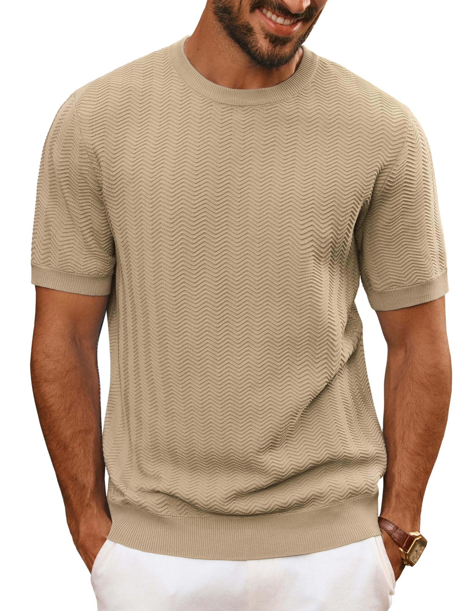 PJ PAUL JONES T-Shirts für Herren Kurzarm Rundhals Sommer Oberteile Casual Strick T-Shirt
