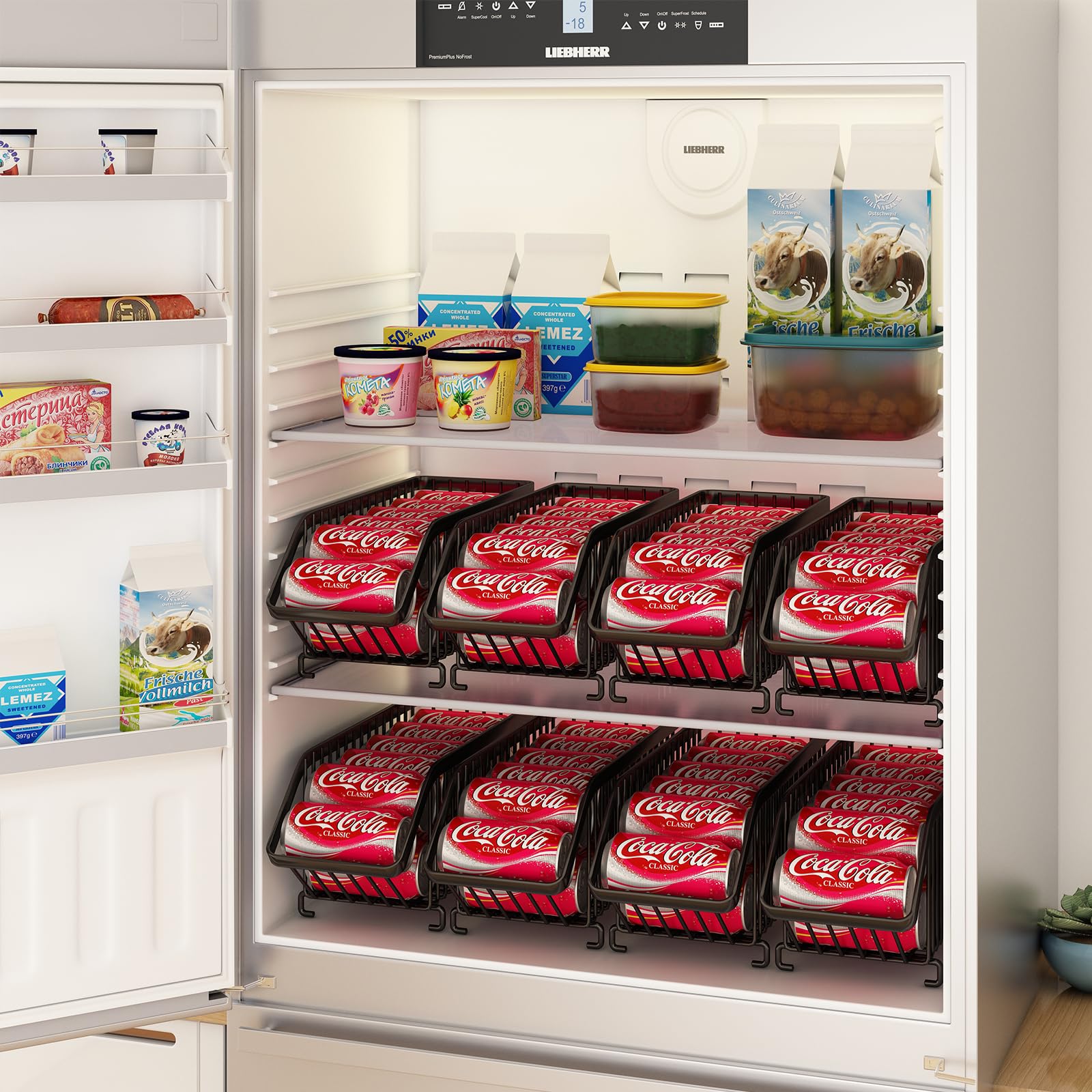 GILLAS Paquete de 8 organizadores apilables de latas de refresco para refrigerador, dispensador de latas, estante de almacenamiento de alimentos enlatados para nevera, cocina, encimeras, armarios,