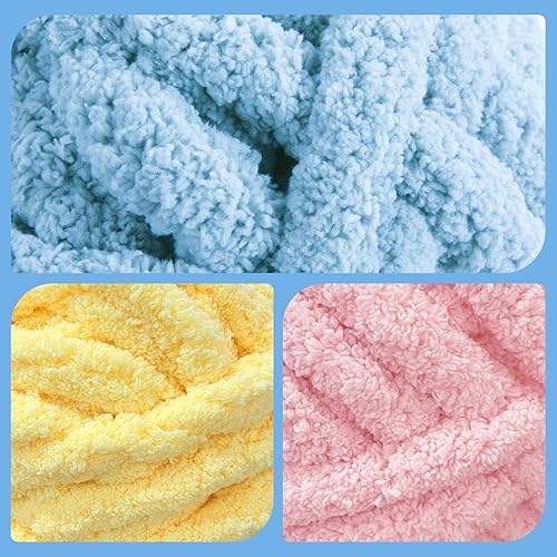 Vista 158 de HOMBYS Paquete de 8 hilos gruesos surtidos para tejer a ganchillo, hilo súper voluminoso, grande, suave y esponjoso, hilo de felpilla grueso para 4