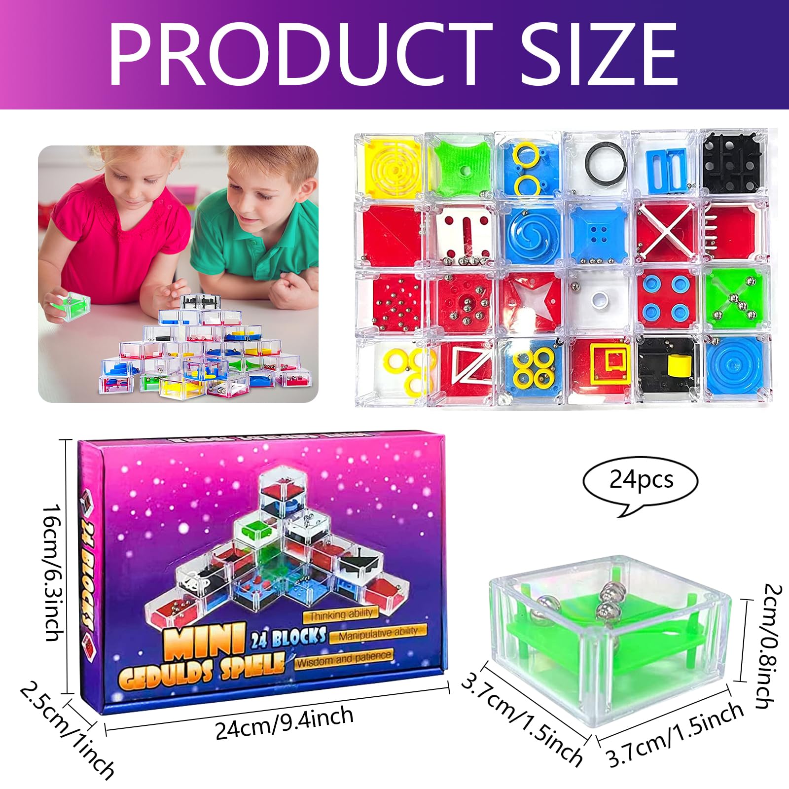 24 sztuki mini gry myślącej, logiczna gra, gra w cierpliwość, 3D zręcznościowa zabawka na urodziny dziecka