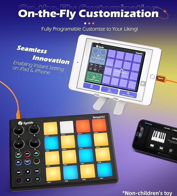 Synido Wireless 25 Keys USB MIDI Keyboard+ Synido TempoPad P16 MIDI Pad Controller
