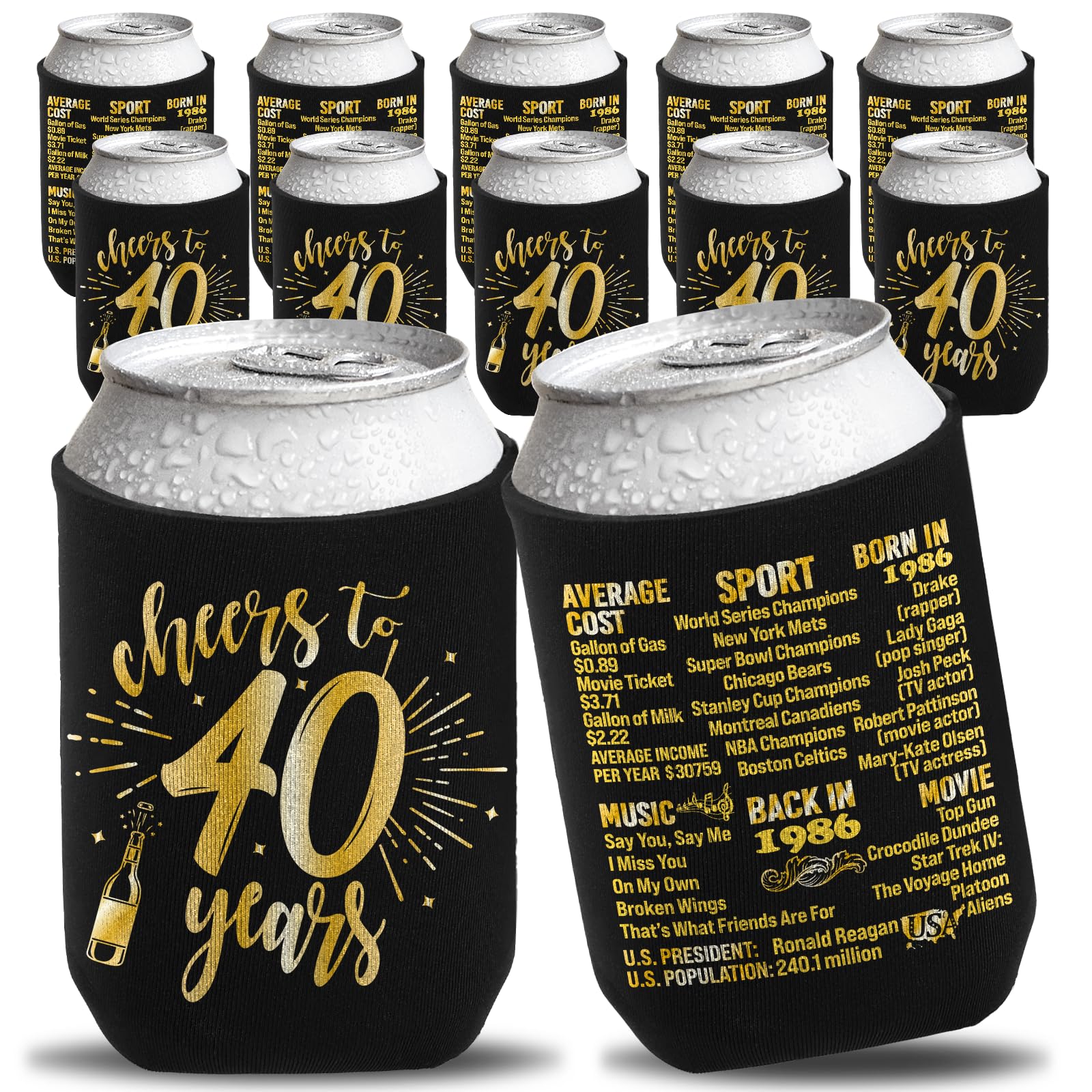 Henghere 12PCS 40th Birthday Can Cooler Sleeves