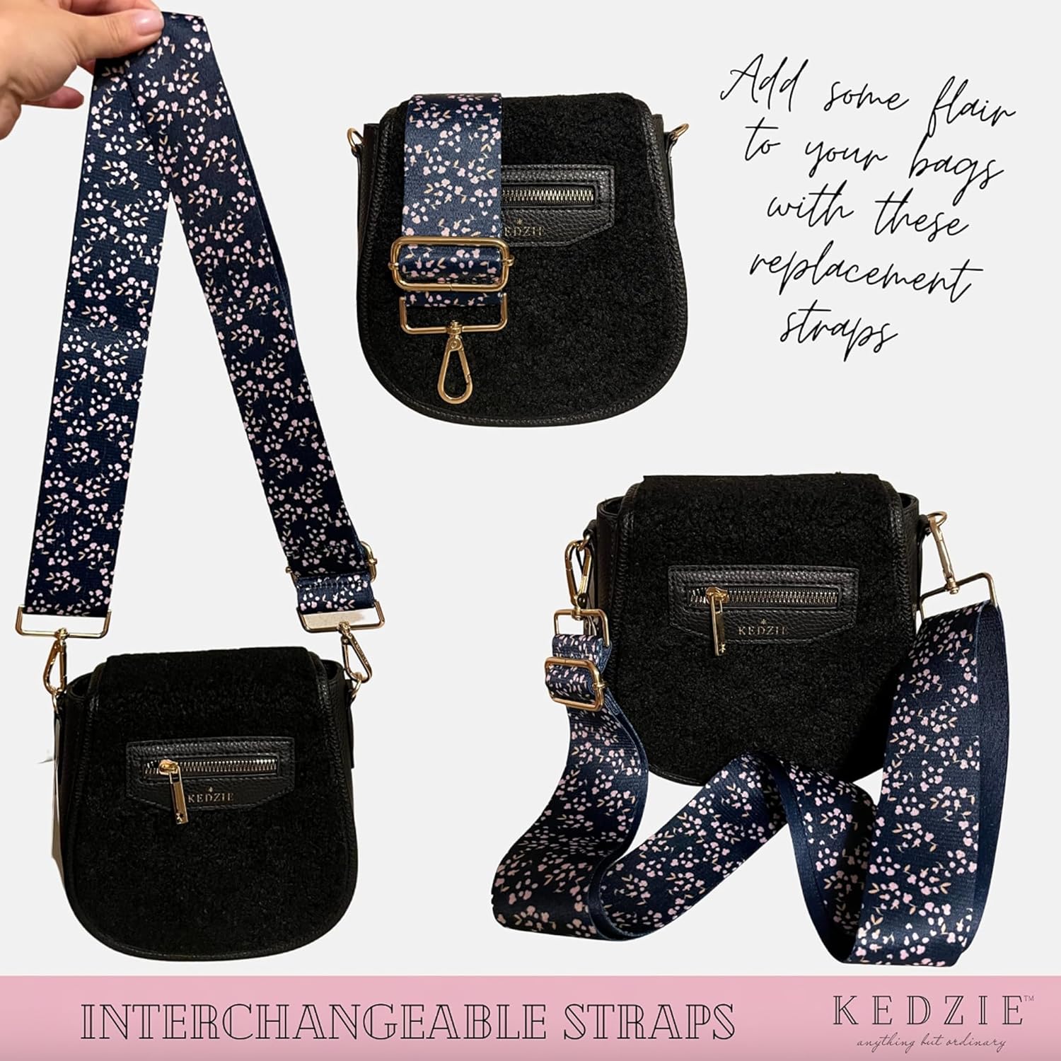 KEDZIE Interchangeable Classic Print Adjustable Length 55” Handbag Purse Strap Replacement 2-inch Wide Crossbody Strap - Image 4