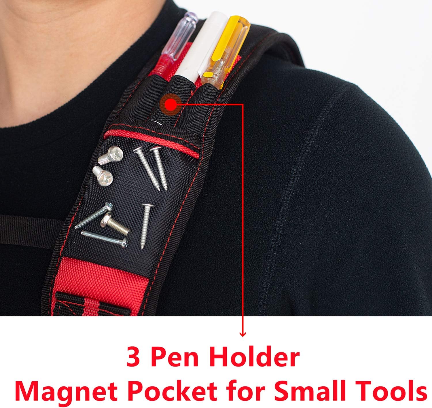 AISENIN Tool Belt Suspenders Construction Work Suspenders with Magnet Pocket, Large Moveable Phone Holder, Pencil Holder