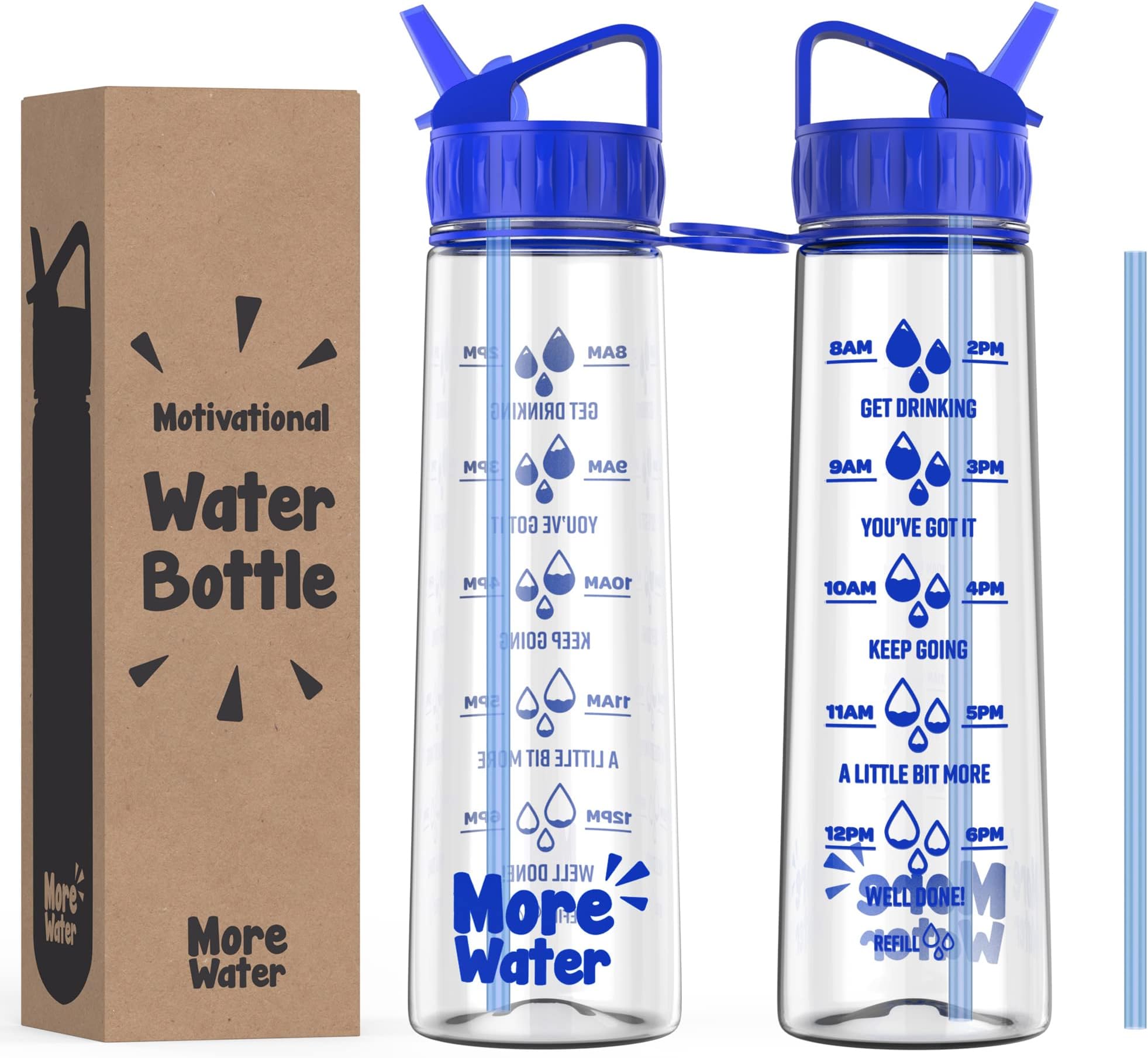 Bottle With Straw, Motivational Time Markings 900ml - Drinking Tracker Bottles - Times to Drink - BPA Free Sports Bottles