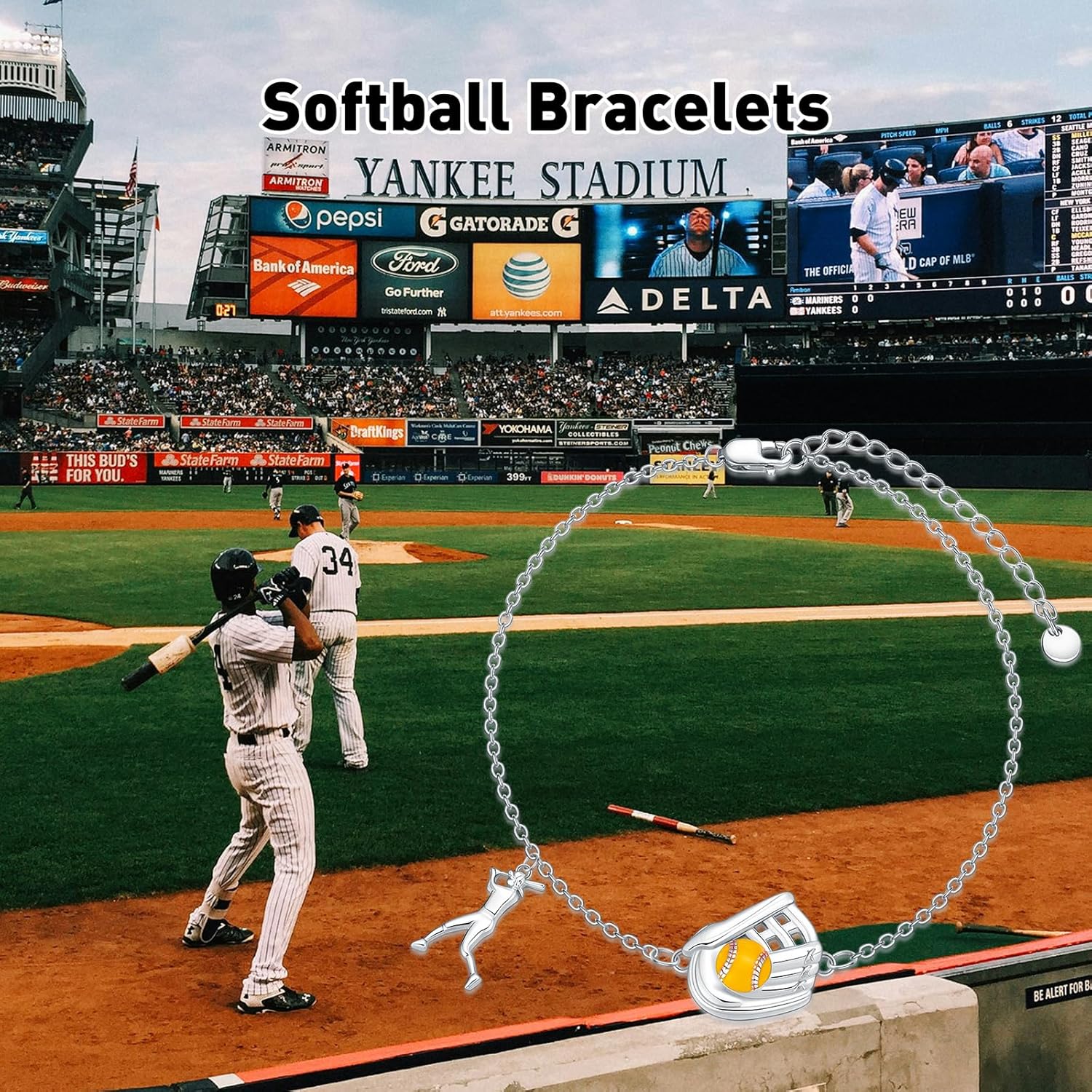Sports Bracelets 925 Sterling Silver Soccer Basketball Softball Bracelets Jewelry for Women Sport Gifts