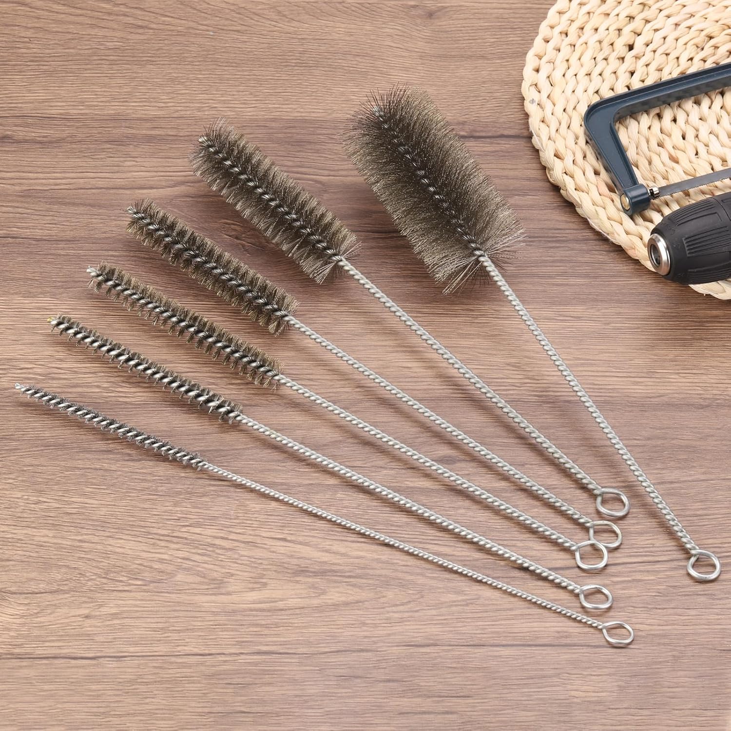 PATIKIL 12" Wire Tube Cleaner, 4Pcs 0.3" Diameter Stainless Steel Wire Tube Cleaner Pipe Cleaning Supplies for Auto Parts, Bottles, Tubes, Silver Tone