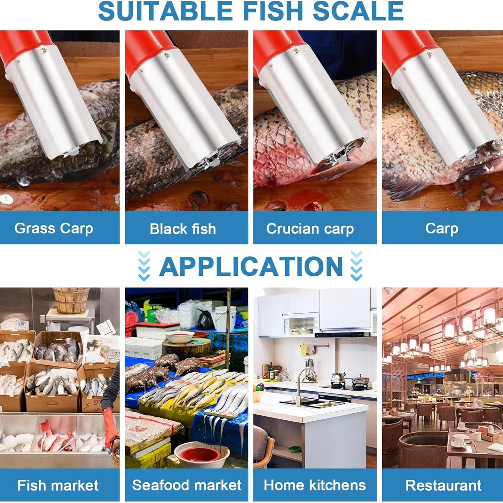 125w Squamatore Elettrico per Pesce, Impermeabile, Portatile, con Lama A Sei Sezioni, velocità di Rotazione 7500 Giri/min, Potente Strumento di Pulizia E Rimozione delle Squame Senza Fili.