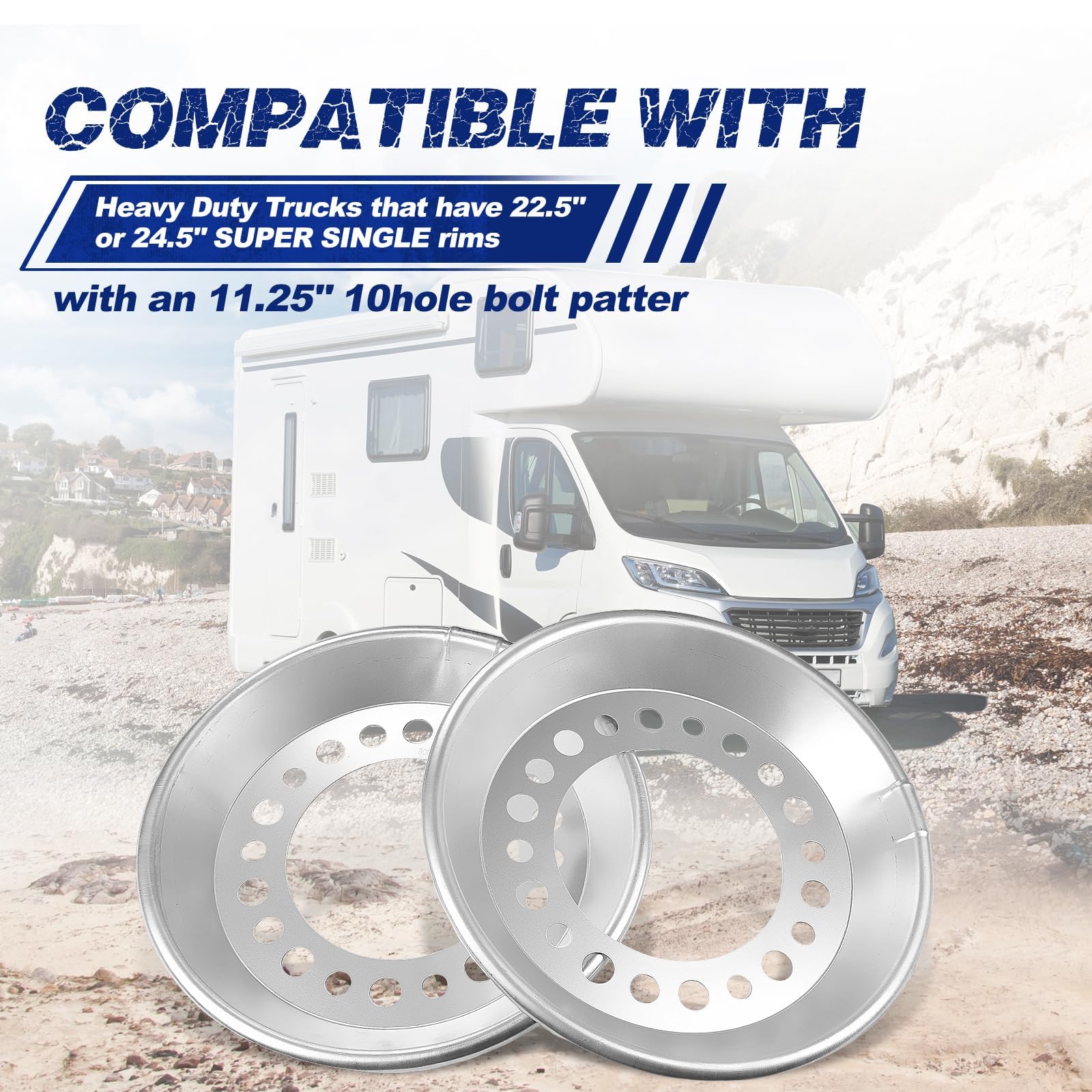 800-820 2 pezzi di bilanciatore per ruote auto sterzo adatto per camion pesanti che hanno cerchi super singoli da 57,1 cm o 62,2 cm con un bullone a 10 fori da 28,6 cm