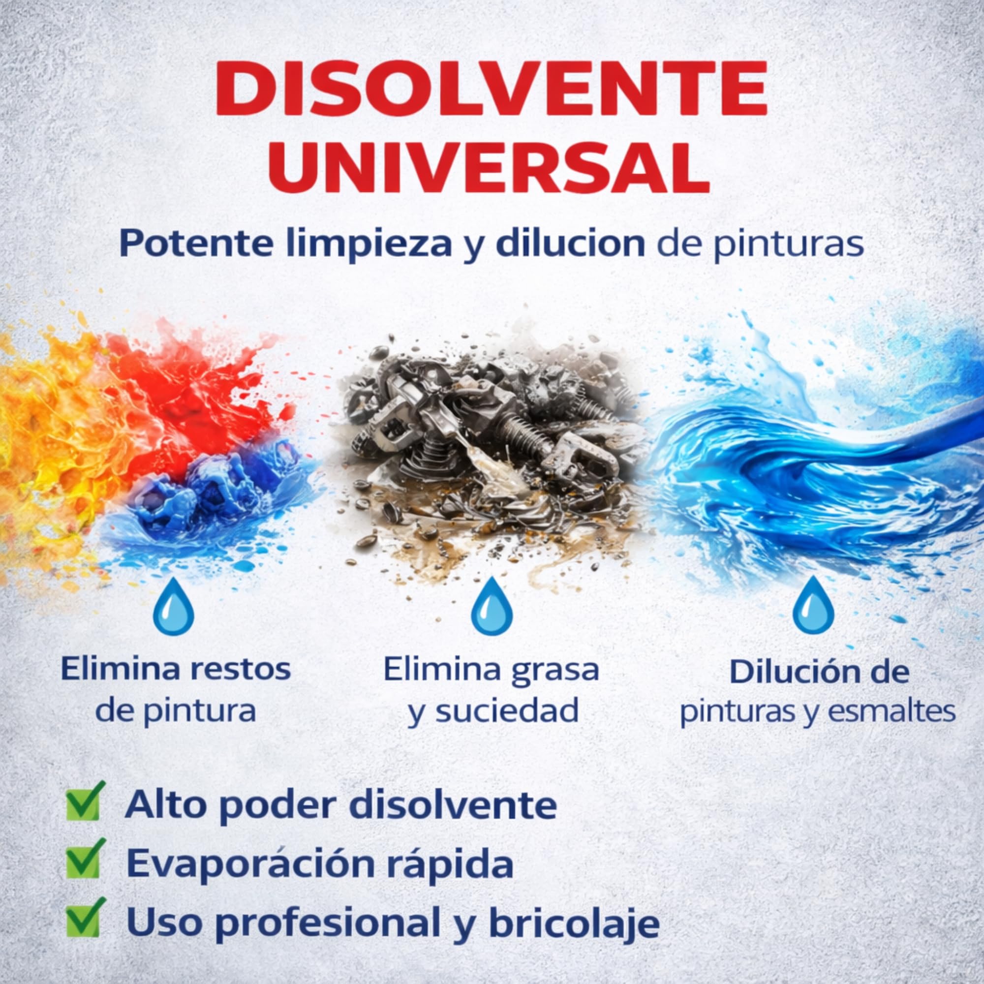 Disolvente Universal Proquimar | Disolvente, Diluyente y Limpiador | Pintura, Esmaltes, Barnices, Limpieza de herramientas
