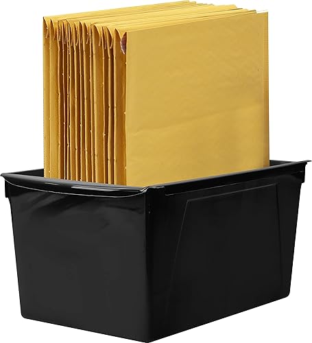 Miniatura 8 de Storex Papelera extragrande para libros, organizador de plástico entrelazado para el hogar, la oficina y el aula, color verde azulado, paquete de 1