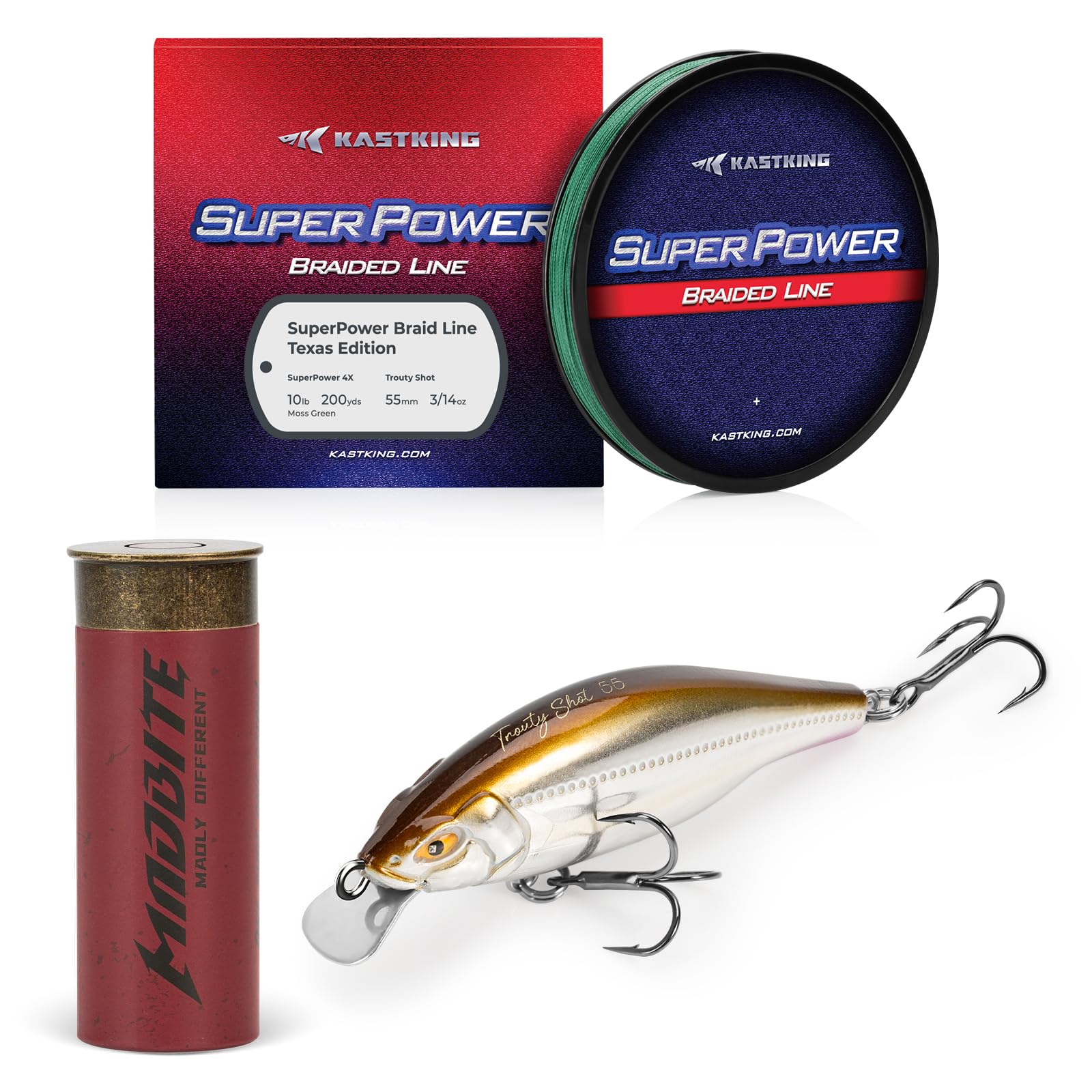 KastKing Superpower Braided Fishing Line and Lure Kit, 4X Braid Line with Hard & Soft Baits, Topwater, Jigs, Rigs&Jerkbaits, Complete Freshwater Fishing Gear Set for Bass,Trout & Walleye,Gift for Men